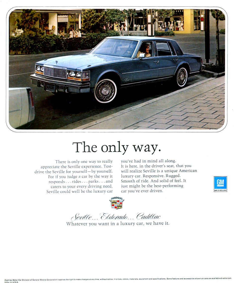 1977 Cadillac Seville Folder Page 1